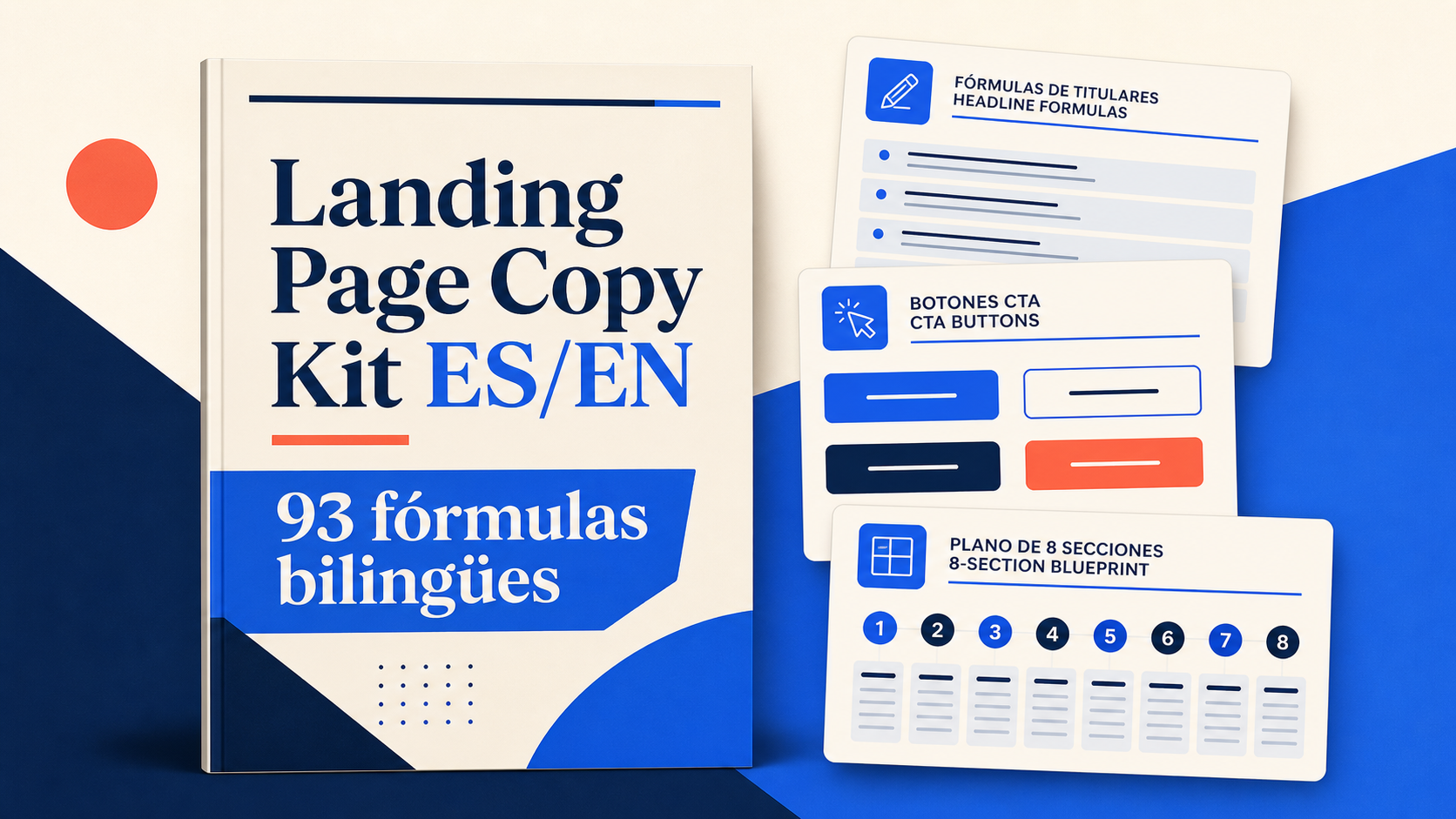 Landing Page Copy Kit ES/EN con 93 fórmulas bilingües
