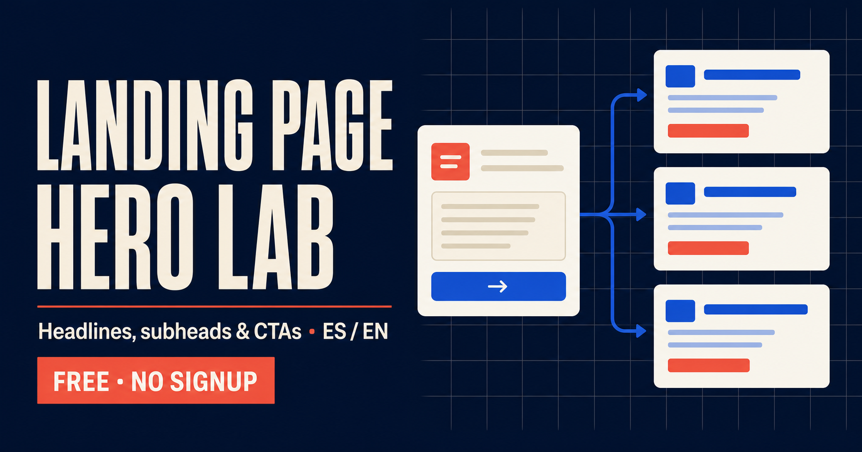 Landing Page Hero Lab convierte un brief en tres bloques de copy